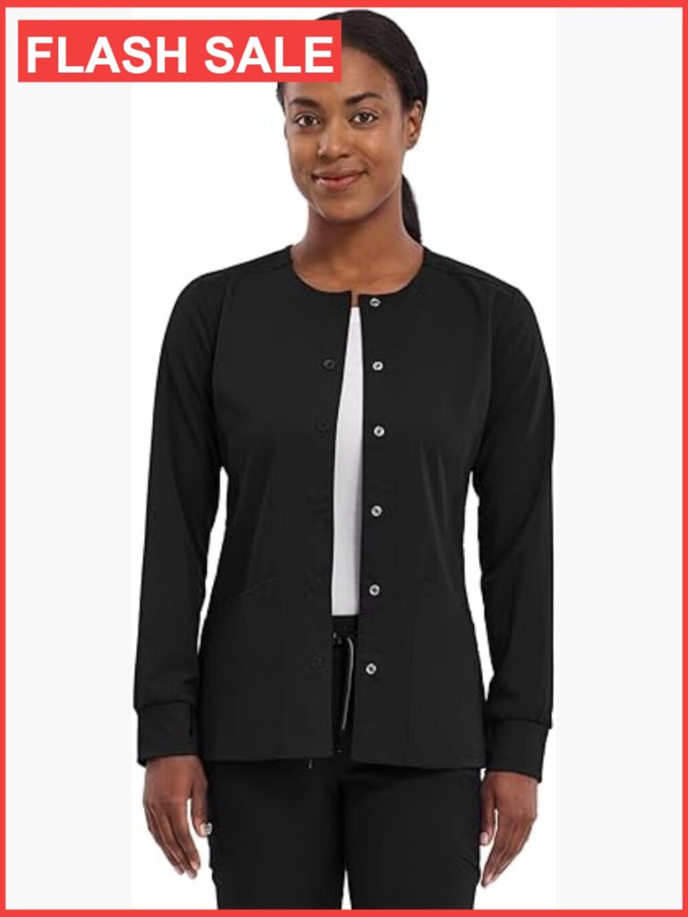 Women's Snap Front Scrub Jacket 2-Way Stretch Uniform 5063